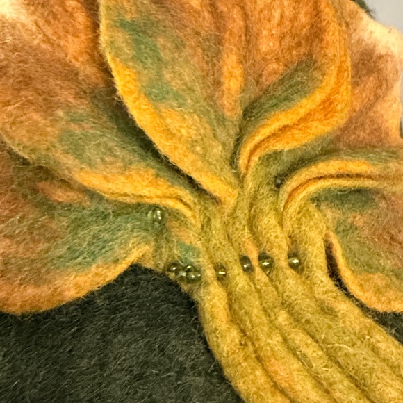 Evie Leaf Design Green Wool Cloche Hat Handcrafted main image 6